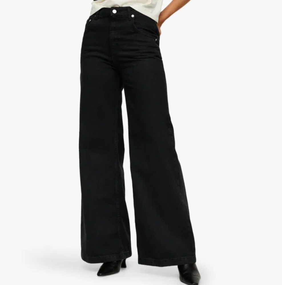 Mango Black Wide-Leg Jeans